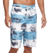 Aloha. Channel a little bit of island life with this striped board short from Izod.
