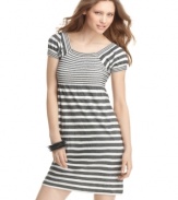 JJ Basics' clever dress sets you apart from the crowd. Check out the multi-directional, op-art-inspired stripes!