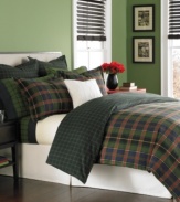 Perfectly preppy in plaid. Martha Stewart Collection brings a look of classic refinement to your bedroom with this Haymarket Plaid Flannel duvet cover. Features a traditional red, green and blue palette with ultra-soft cotton flannel texture.