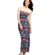 The striking graphic print on this maxi dress from Ultra Flirt breathes life into any closet of summery gear!