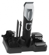 Lithium ion technology packs this groomer with a heavy-duty battery that runs three times longer than your typical trimmer, never giving out on long trips or last-second touch-ups when you're on the run. Including T-blade, dual shaver, detail and trimmer heads, this groomer tackles your beard, sideburns, ears, nose and all the other contours of your face. 5-year limited warranty. Model 9854-600.