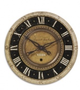 Enjoy every second with the Auguste Verdier clock by Uttermost. Antiqued brass detail, roman numerals and a weathered, laminated face give it the look of a beautiful antique-store find.