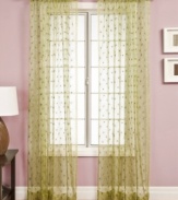 The Fantasia window panel offers a sweet design of cascading flowers in a shimmering burnout sheer. Layer a few panels for added dimension or style alone for a breezy addition to any room.