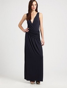 Soft jersey gives this maxi dress must-have appeal. The ultra-feminine neckline adds an irresistible touch to this design.Deep v-neckSleevelessGathered details at asymmetrical waistPull-on styleAbout 44 from natural waist96% modal/4% elastaneHand washImported Model shown is 5'10 (177cm) wearing US size Small. Soft jersey gives this maxi dress must-have appeal. The ultra-feminine neckline adds an irresistible touch to this design.Deep v-neckSleevelessGathered details at asymmetrical waistPull-on styleAbout 44 from natural waist96% modal/4% elastaneHand washImported Model shown is 5'10 (177cm) wearing US size Small.