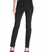 Look your slimmest in these Style&co. straight-leg jeans, featuring a special tummy-smoothing panel at the front.