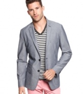 Add some edge to sharpen your suit style. This chambray blazer from American Rag is a modern take on a classic.