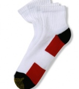 Specially made to absorb sweat and cushion impact: A four-pack of quarter socks from GoldToe.