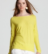 Shine bright in an illuminating yellow Vince top in ultra-soft cotton. Teamed with crisp white pants, the sunny look literally springs alive.