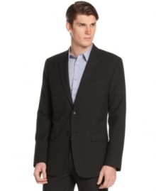 Button up your look with this sharp herringbone blazer from Calvin Klein. Button up your look with this sharp herringbone blazer from Calvin Klein.