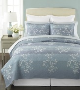 Style is in the details. Featuring sophisticated, carved quilting and embroidered silver leaves, Martha Stewart Collection's Silhouette Stripe quilted sham layers on the luxury. Reverses to solid quilting with embroidery.
