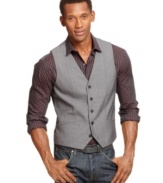 Plaid puts a modern spin on your dress code with this slim-fit vest from Alfani Red.