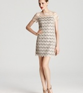 In sparkling lace, Ali Ro's sophisticated short sleeve dress lends a classic look in a neutral hue.