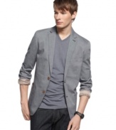 A touch of class. Clean up your casual look in an instant with the addition of this blazer from American Rag.