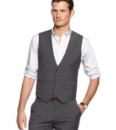 To the point. This micro-check patterned vest from Calvin Klein will guarantee your style will remain sharp.