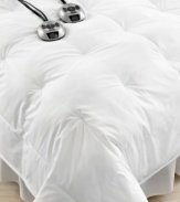 Customize your comfort with Sunbeam's Tweed heated comforter, featuring an exclusive wiring system that senses and adjusts throughout the blanket for optimum warmth. Also boasts two layers of hypoallergenic fill tucked within a pure cotton cover. Pair with a duvet cover that features button or tie closure.
