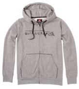 Get warm and stay chill in an embroidered fleece hoodie from Quiksilver.