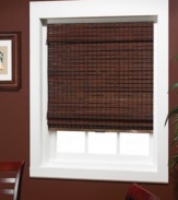 Made from natural bamboo wood, this cordless roman shade gives your room a refined, exotic appeal with its rich tone. Featuring rows of bamboo wood and vertical striping to create a subtle grid. Also features an easy-to-use cordless design for a sleek, polished look.