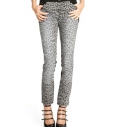 Bold to the bone: Material Girl raises the bar on fearless style with a pair of skinny jeans that contrasts a wild leopard-print at the front with a solid-color back!