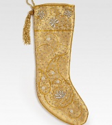 EXCLUSIVELY AT SAKS.COM. Clusters of hand-embroidered beads add luxurious style to this Christmas stocking, from renowned designer Sudha Pennathur. HandcraftedRayon tissue with beaded embroidery and faux pearls21L; 7½ top openingDry cleanImported