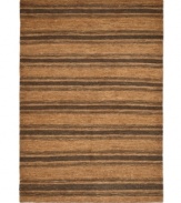 A classic charcoal stripe mingles with dark, neutral tones, creating a casual yet sophisticated area rug from Lauren Ralph Lauren. Hand-knotted of pure jute and natural hemp, the Cliff Stripe rug is as durable as it is smart in style.
