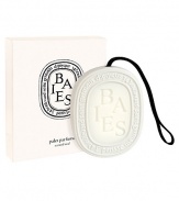 An innovative new way to scent your surroundings,specifically designed for small spaces; wardrobe, drawers. The porcelain pendent contains a highly scented hard wax palette that will gradually releases its scent for 2-3 months or longer. The pendent is fitted with a ribbon for hanging purposes. Baies (berries)- a mixture of Bulgarian roses and blackcurrant leaves. 