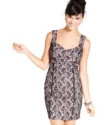 From the lace overlay to the va-va-voom cutout at the back, flirty details bring the fun to this formal cocktail dress from BCX!