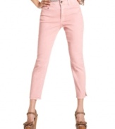 These DKNY Jeans feature a cropped silhouette and blush-colored wash for a totally modern look. Pair with a flirty tank top now; mix in a chunky sweater later!