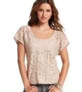 From the beaded accents to the ladylike lace, this top from Eyeshadow masters feminine style!