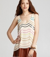 Scalloped rows of colorful sequins sparkle on this airy PJK Patterson J. Kincaid tank.