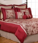 Flower bed. Touched by the energy of artist sketches, the Dahlia comforter set offers a decidedly fresh perspective. Solid borders highlight the captivating floral design as well as ground the ensemble with pops of modern color. Toss on the two coordinating decorative pillows to complete the look.