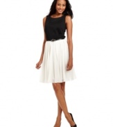 Charter Club's dress features a knit bodice and pleated skirt for the chic look of separates in one great dress. Mix in pumps to complete the look.