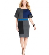 Anne Klein's colorblocked sweater dress is a soft and refreshing switch from your standard sheath!