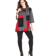 Stay warm and chic this season with Style&co.'s plus size tunic sweater, featuring a removable scarf.