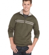 Make sure your weekend style lines up. Toss on this chest-striped quarter-zip from Izod for an extra dose of casual polish. (Clearance)