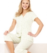Scalloped trim and a delicate floral print give this Charter Club Pajama set the right look for year-round comfort.