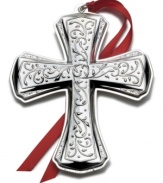 Find a meaningful gift in the 2012 cross ornament from Wallace. Polished sterling silver embossed with delicate vines will bring timeless elegance to any holiday tradition.