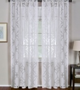 Featuring an iron-work motif inspired by the gates of Rome, the Motego window panel brings modern elegance to your home. Display alone or layer with your favorite solid panels. Semi-sheer; pole top construction.