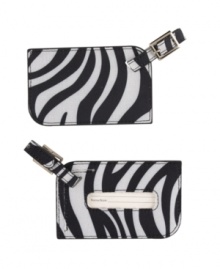 Leave your mark on your luggage with these easily-identifiable tags, which add a serious stripe of style to your bag. Simply insert your personal information or slide your business card into the slot, secure the buckle and get a move on. Leave your mark on your luggage with these easily-identifiable tags, which add a serious stripe of style to your bag. Simply insert your personal information or slide your business card into the slot, secure the buckle and get a move on.