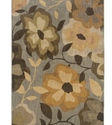 A series of modern florals appear in earthy hues upon this chic Palermo area rug from Sphinx. Woven of durable, long nylon fibers that also offer a soft hand, it serves to enliven any space with a rich, luxurious color palette.