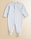 Lightweight yet warm, this footed silhouette in super soft pima cotton is perfect for everyday.Front snap closure Long sleeves Snap bottom Pima cotton Machine wash Imported Please note: Number of snaps may vary depending on size ordered. 