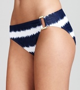 On trend Ikat print proves right for the beach with this hipster bikini bottom from Lauren by Ralph Lauren. The cut is utterly flattering -- gold ring detailing adds a hint of glitz.