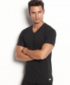 Keep it simple and sleek with this stretch v-neck t-shirt from Calvin Klein.