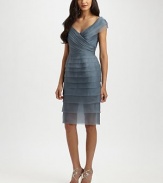 Gauzy tiers of silk organza, tailored with a flattering surplice neckline.Suprlice necklineCap sleevesAllover tiersConcealed back zipFully linedAbout 25 from natural waistSilkDry cleanImportedModel shown is 5'10½ (179cm) wearing US size 4. 