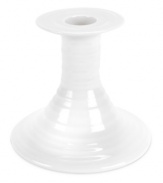 Charming ripples designed to coordinate with the rest of the Sophie Conran collection from Portmeirion adorn this porcelain candleholder. Reminiscent of hand-thrown pottery, it's sure to lend cheerful elegance to any table.
