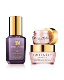 Repair and moisturize to reveal a younger, smoother, more lifted and firmer look. This special collection includes a full-size Perfectionist [CP+] Wrinkle Lifting Serum, 1.0 oz., plus 2 gifts for you: New Resilience Lift Firming/Sculpting Face and Neck Creme SPF 15, .5 oz., and New Resilience Lift Firming/Sculpting Eye Creme, .17 oz.