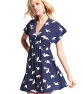 A fun print plus cool kimono sleeves make this day dress soar! From Fire.