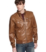 With downtown style to spare, this bomber jacket from guess is the sleek layer for your fall look.