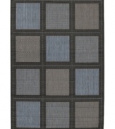 A handsome windowpane pattern in summit blue and black gives this Couristan rug classic appeal. With a flat weave construction woven of recyclable polypropylene, the indoor/outdoor rug is ultradurable and mildew resistant, making it the perfect choice for entryways, patios, mudrooms and beyond.