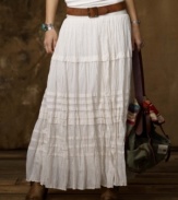 The perk of this Denim & Supply Ralph Lauren deliberately crinkled maxi skirt is that it pairs perfectly with everything, channeling ethereal femininity or ultra-chic edginess, depending on how you style it.