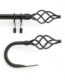 Decidedly modern, the Wire Twist drapery rod accents your window with a unique, twisted wire design. Rod, finial and brackets crafted of steel. Decidedly modern, the Wire Twist drapery rod accents your window with a unique, twisted wire design. Rod, finial and brackets crafted of steel.